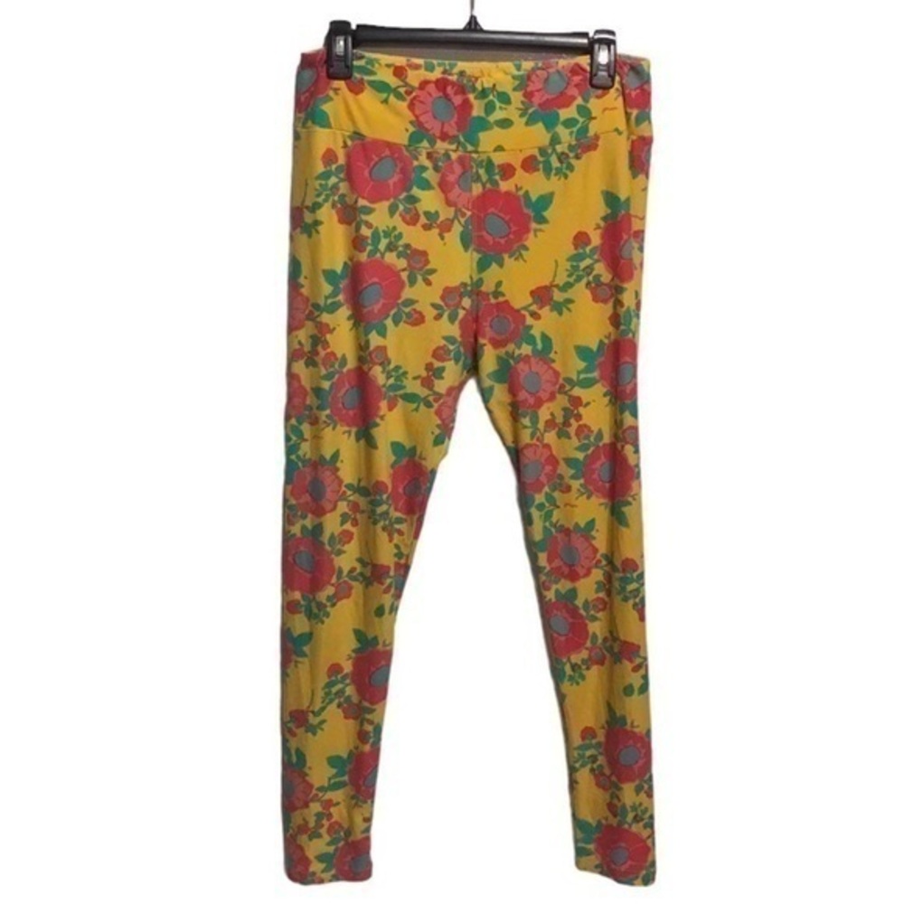 LuLaRoe Vibrant Mustard Floral Leggings
